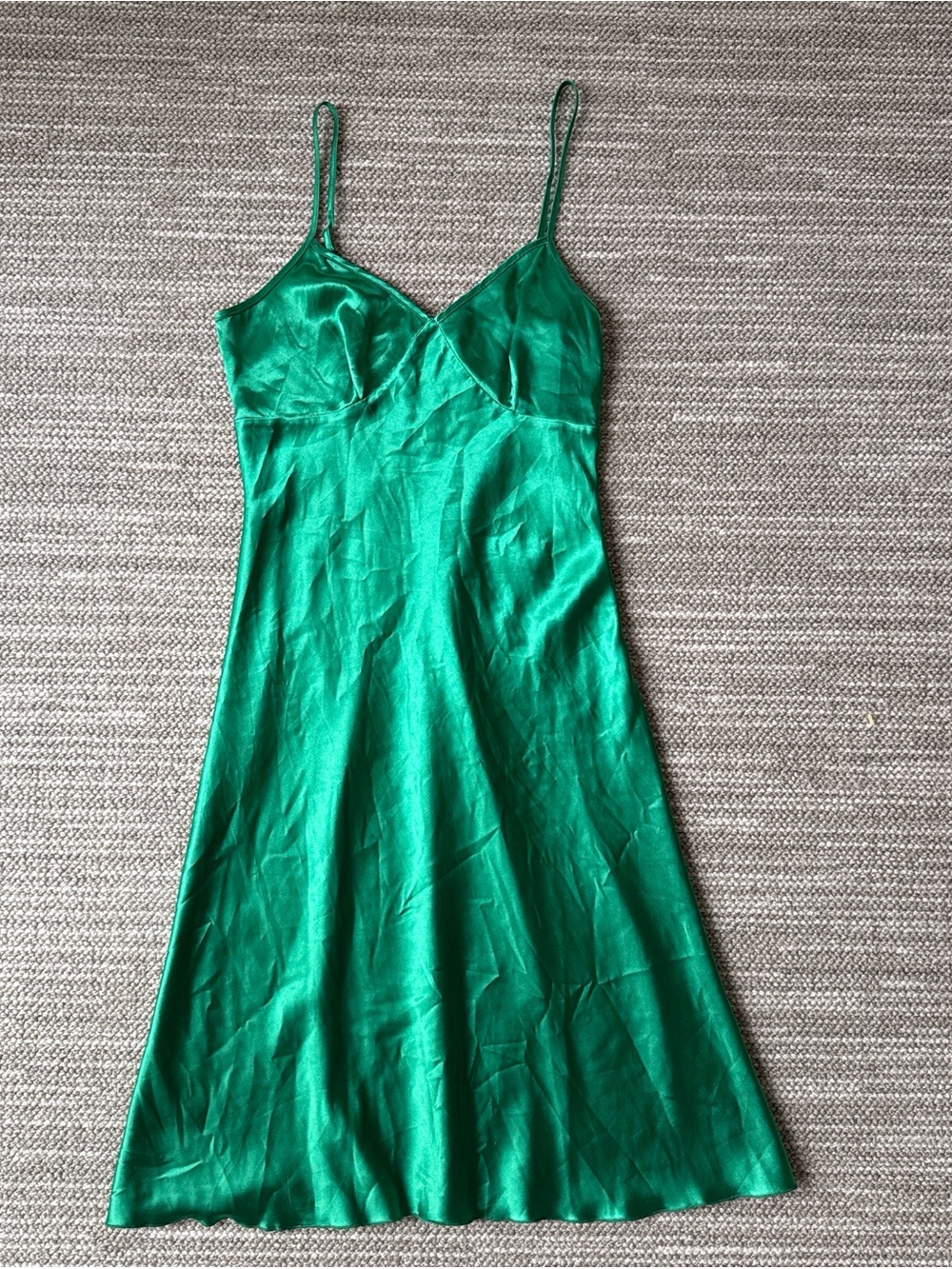Green Satin Slip Dress